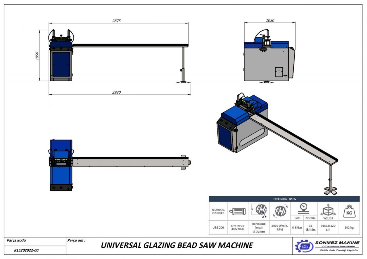 AUTOMATIC PVC GLAZING BLADE SAW UBS-200
