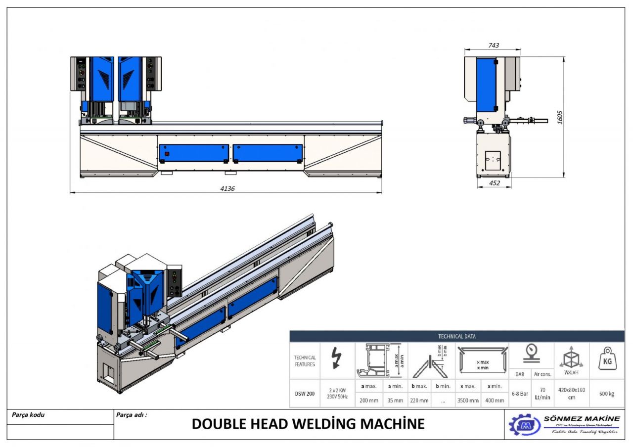 Double Head Welding Machine (for 200mm Profile) DSW-200